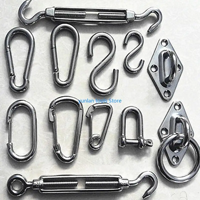 50LB Rectangle for Sun Shade Sail Hardware 80 Pcs Stainless Awning Attachment Set for Sun Shade Sail Canopy Fitting for G
