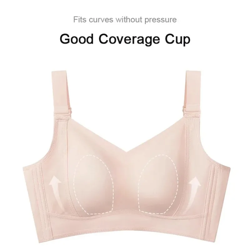 Women\'s Fashion Adjustable Thin Full Cup Bra Widening Elastic Shoulder Straps Soft and Breathable Underwear