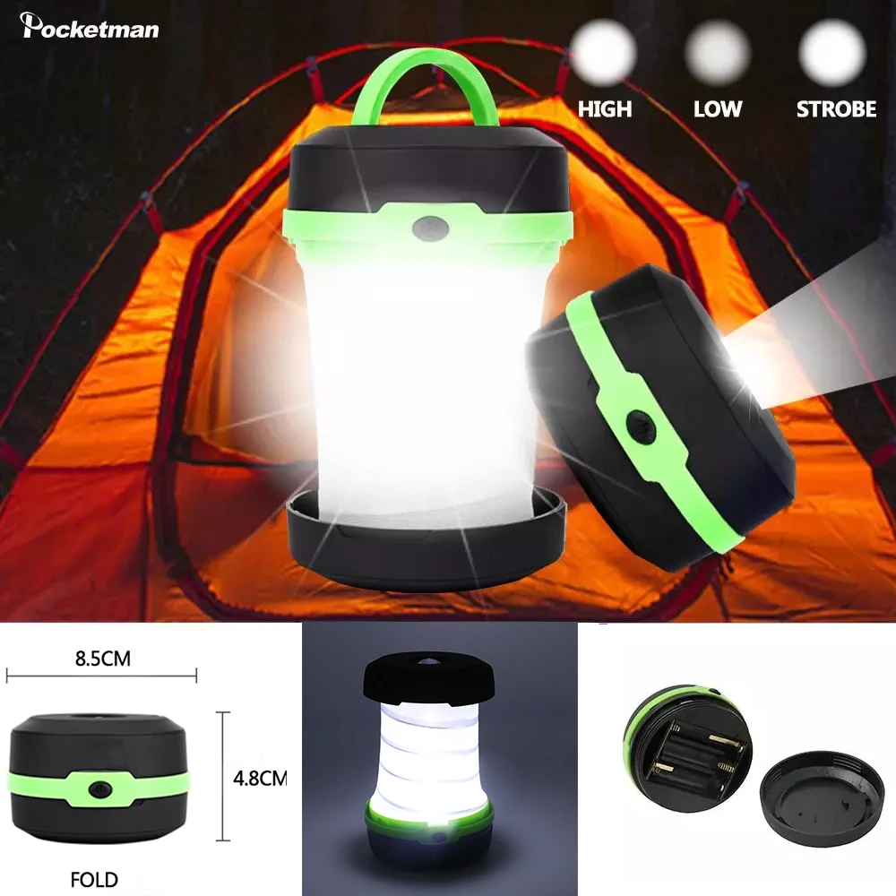 Luz LED plegable telescópica para acampar, tienda de campaña portátil para luz nocturna, linterna de emergencia para acampar, uso con batería AA,