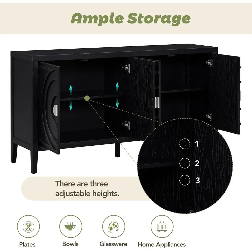 Vintage Wooden Sideboard with Storage, Serving and Multi-Functional Use for Entryway, Kitchen, Dining, and Living Room, Large, B