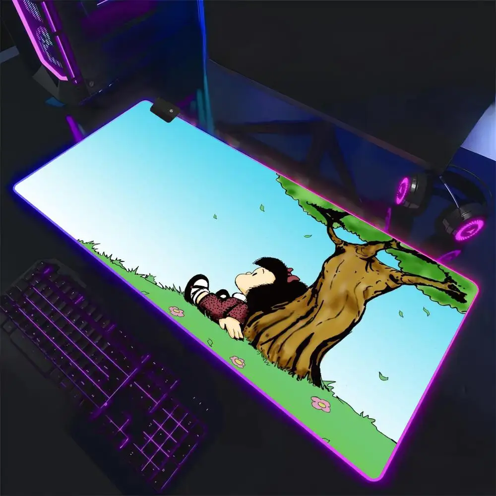 Cartoon Mafalda Cute S Mouse Pad RGB,Gaming Mat Led Mousepad，Extended,Large RGB Mat,SoftPad,DeskMat,Glowing Pad