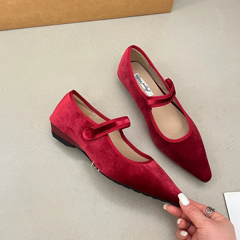 Neue modische Damen-Mary-Jane-Schuhe mit spitzer Zehenpartie, flache Schuhe mit niedrigem Absatz, weiche Damen-Seidenschuhe, elegante Damen-Lolita-Schuhe – Detail 2