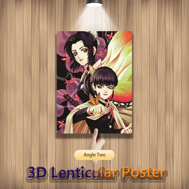 

3D Lenticular Posters Demon SlayerTanjirou Akaza Kochou Shinobu Gradient Print Room Decor Birthday Gift Wall Art (Without Frame)
