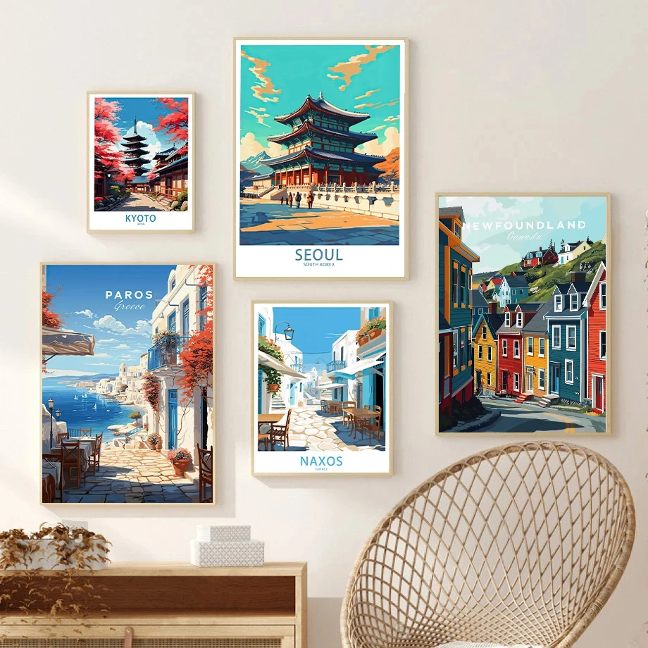 City Beauty Eiffel Tower Paros Canada New York Urban Illustration Fashion Wall Art Canvas Painting Nordic Poster Room Decor