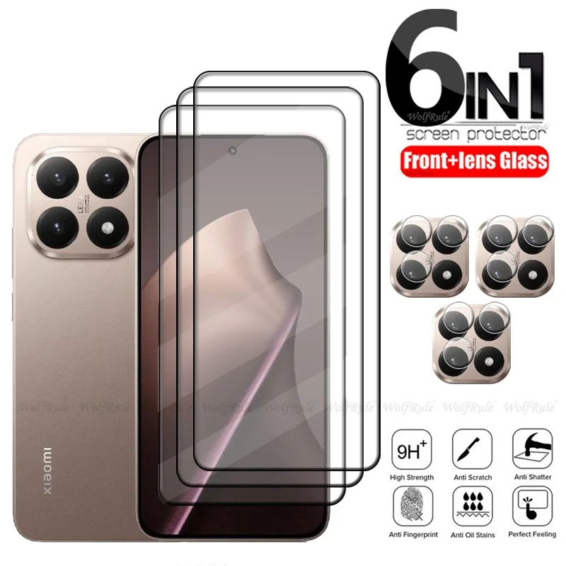 6 في 1 لهاتف Xiaomi 17 زجاج Xiaomi 17 من الزجاج المقسى غطاء حماية كامل غراء 9H واقي للشاشة زجاج عدسة Xiaomi Mi 17