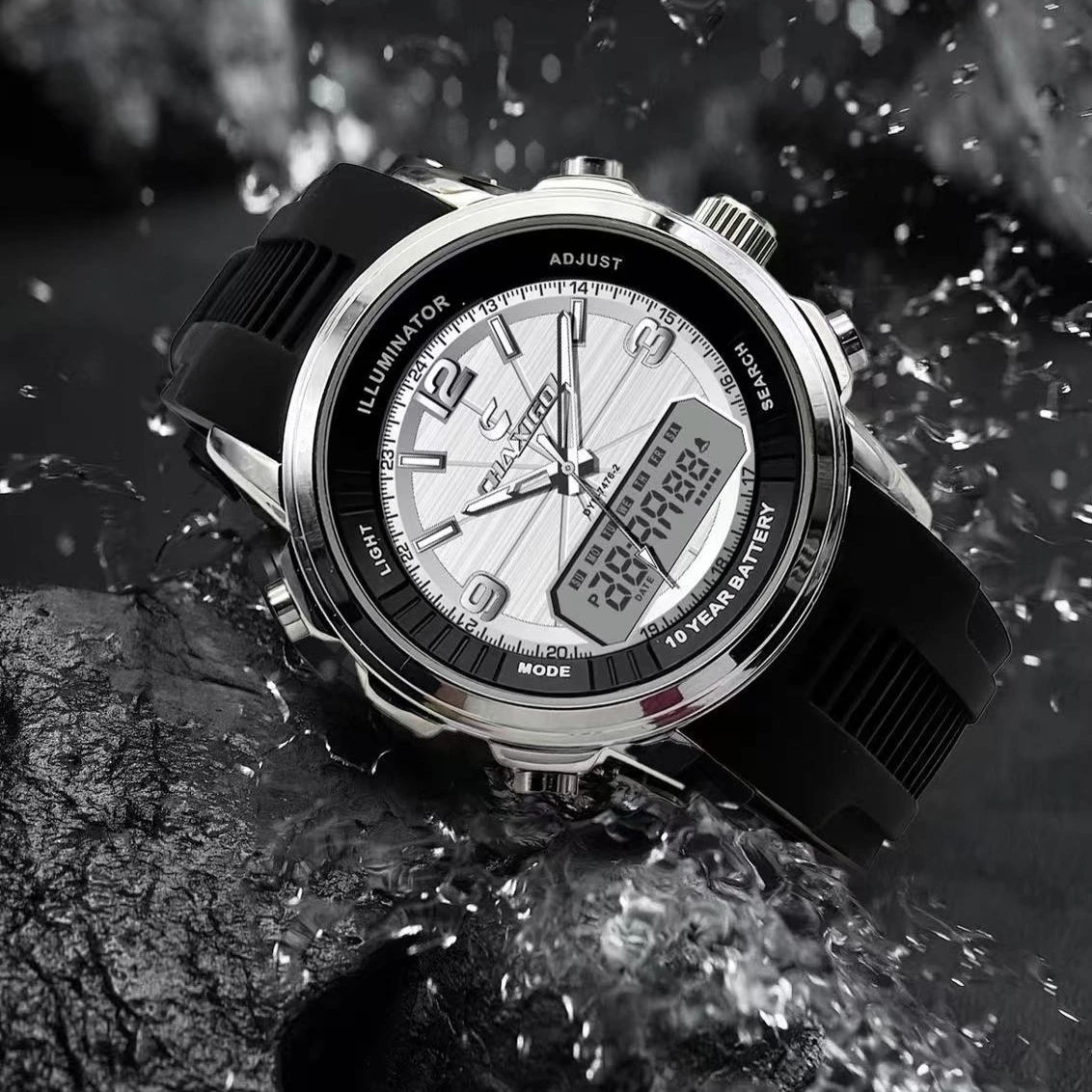 Men's Dual Display Waterproof Luminous Watch, Multifunction
