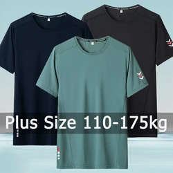 Sport T-shirt Men Plus Size 5XL 6XL 7XL 110-175kg Quick Dry Breathable Fitness Running Round Neck Short Sleeve Oversize Tops 티셔츠