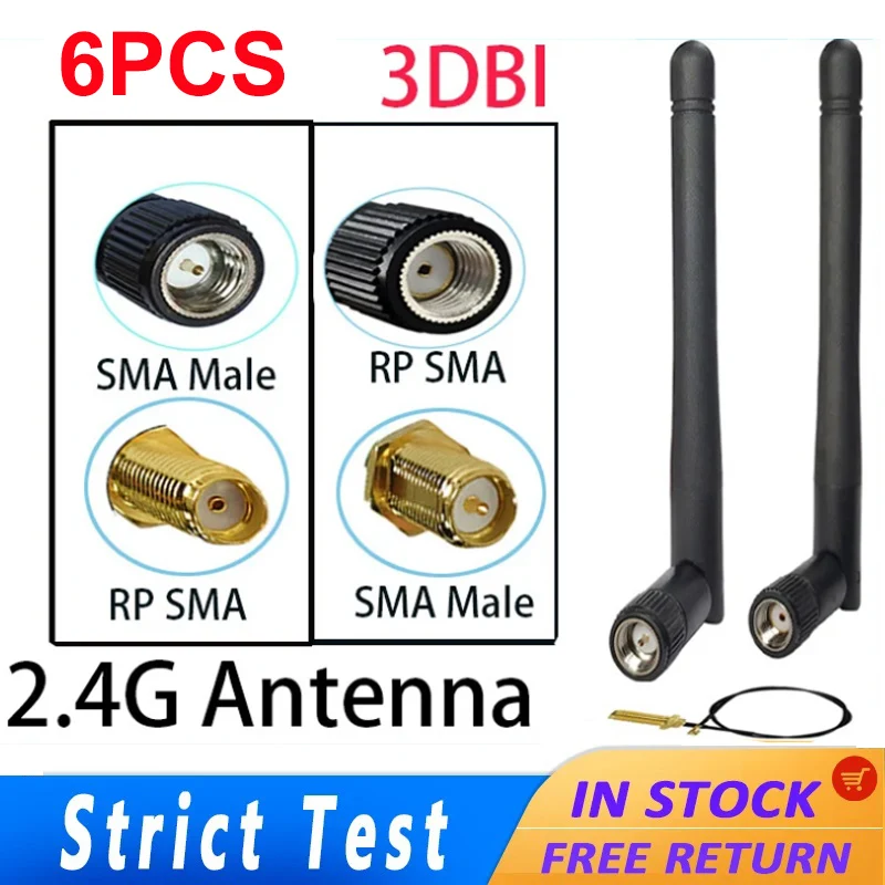 

GWS 6pcs 2.4G antenna 3dbi sma female wlan wifi 2.4ghz antene IPX ipex 1 SMA male pigtail Extension Cable module antena