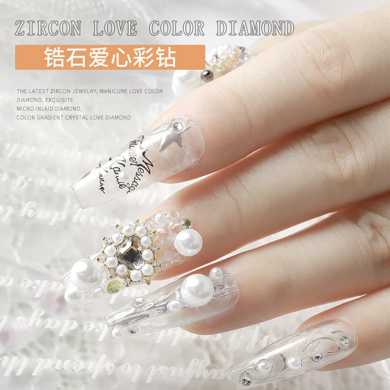 5 Stuks Nail Art Zirkoon Hartvormige Charmes Valentijnsdag Schitteren 12X11.5 Liefde Hart Ontwerpen Charmes Voor Nail Art Decoratie