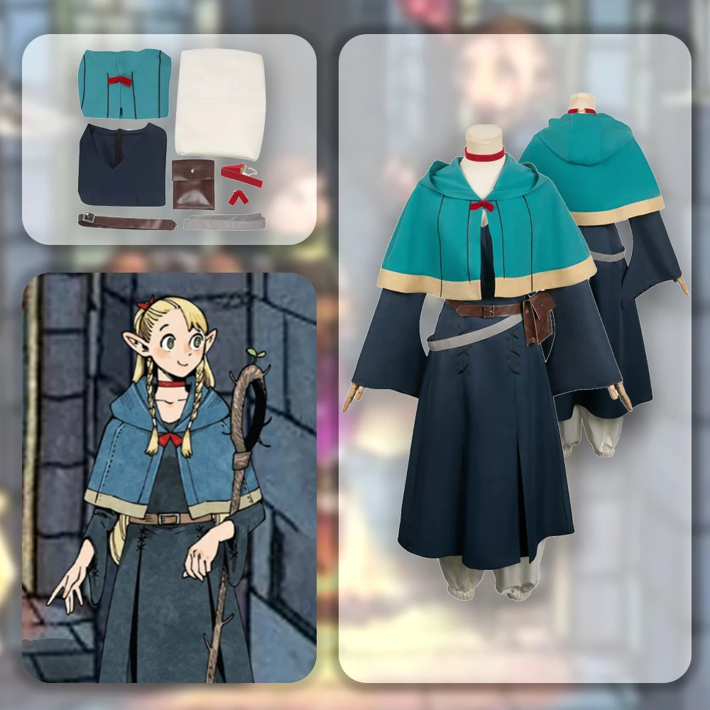 

Anime Delicious in Dungeon Cos Marcille Cosplay Costume Outfit Fantasy Robe Accessory For Girls Roleplay Halloween Carnival Suit