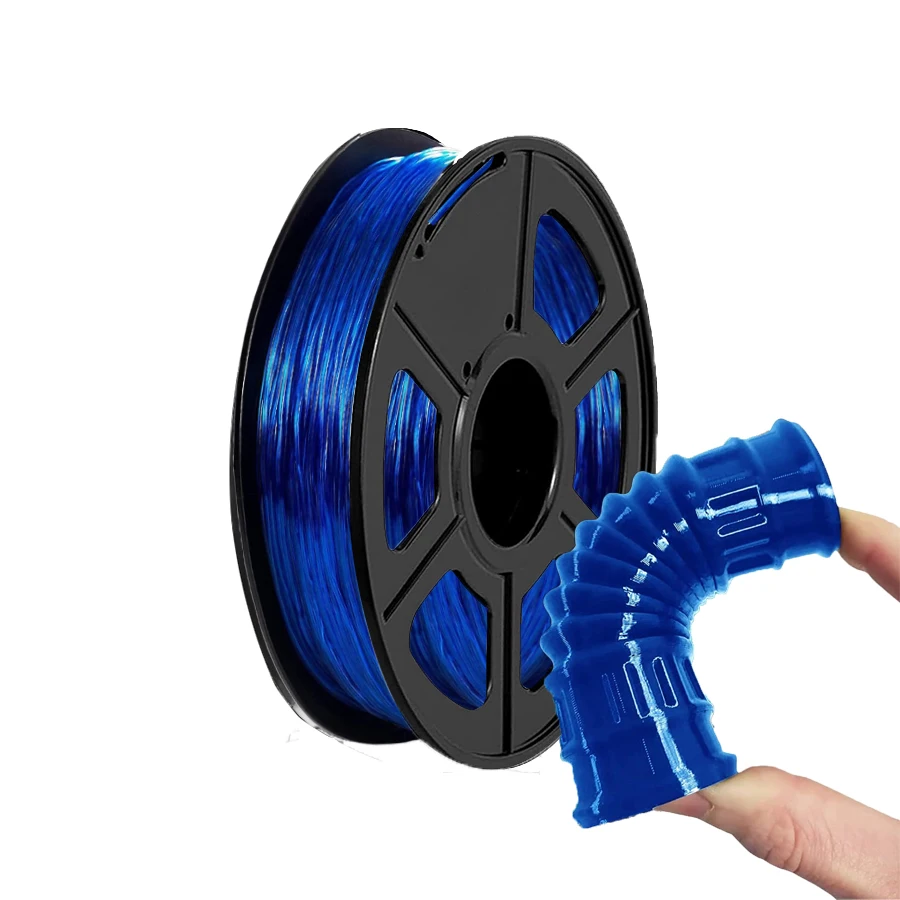 

ТПУ прозрачный сапфировый синий 1,75 мм гибкая мягкая нить для 3D-принтера 95A 250 г катушка точность на размер +/- 0,03 мм