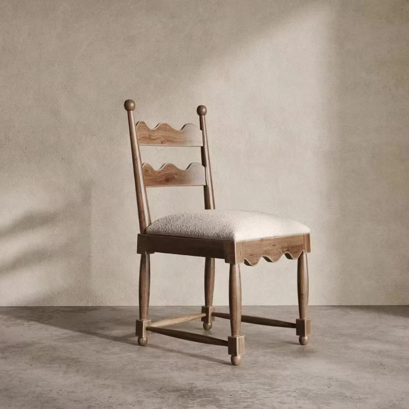 

Retro dining room furniture Solid wood high backrest banquet dining chair foldable