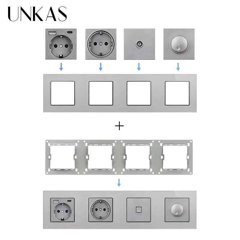 UNKAS لوحة زجاجية رمادية لتقوم بها بنفسك مزيج مجاني 1 2 3 4 عصابة التبديل المخرج باهتة مروحة أضواء التلفزيون المزدوج ستارة الأقمار الصناعية Footlight #4