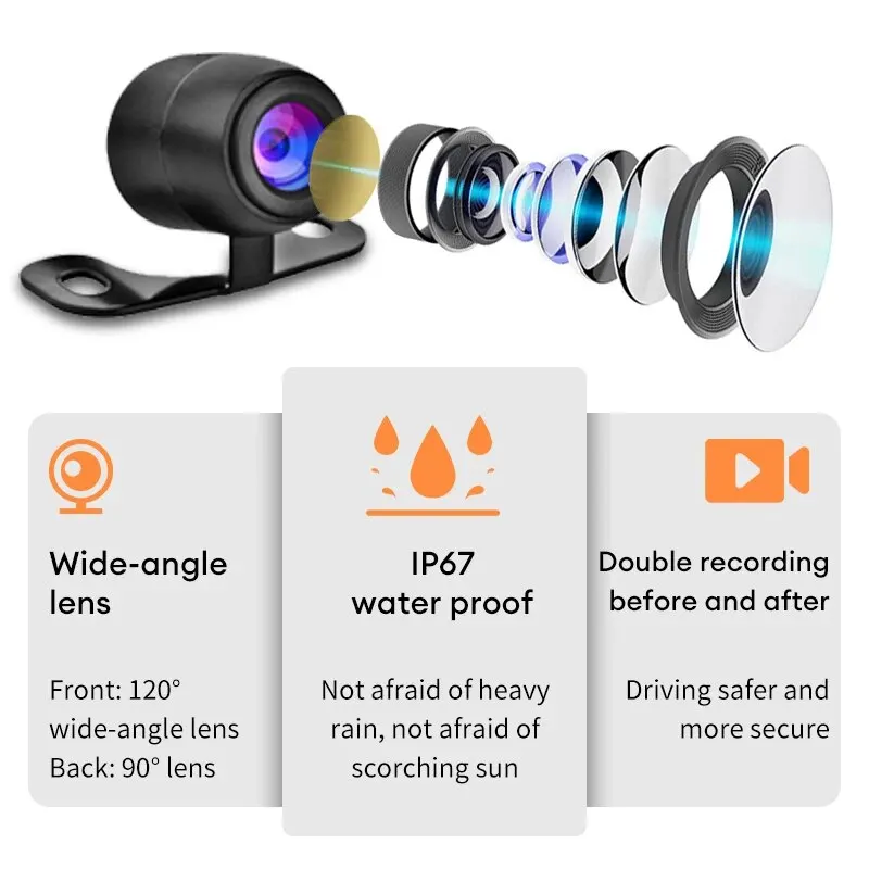 Cámara DVR impermeable para motocicleta, Dashcam frontal y trasera de 1080 pulgadas, 3,0 P, accesorios para Moto