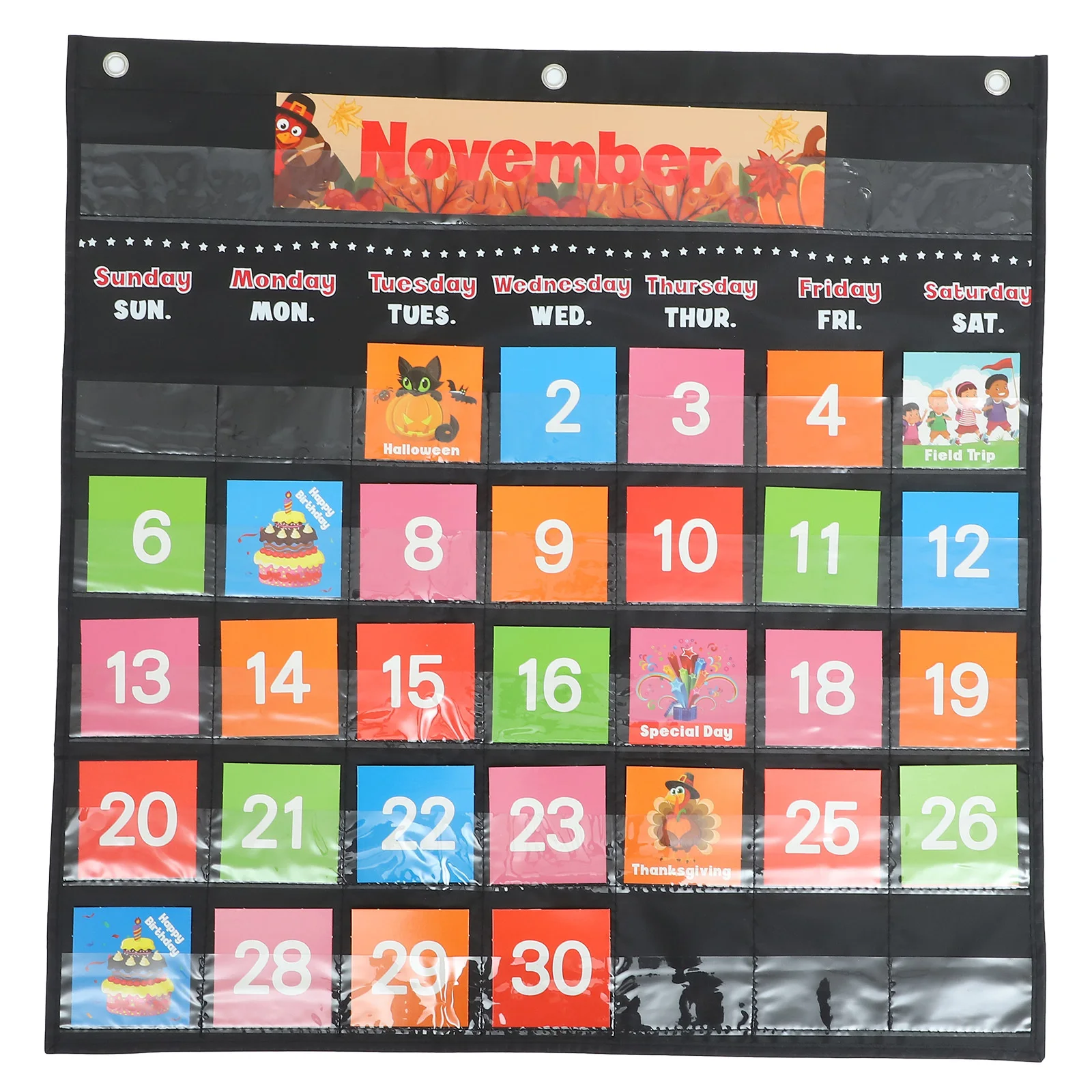 BUTIFULSIC 1 Set Classroom Calendar Office Wall Hanging English Teaching Calendar for School Home Organization