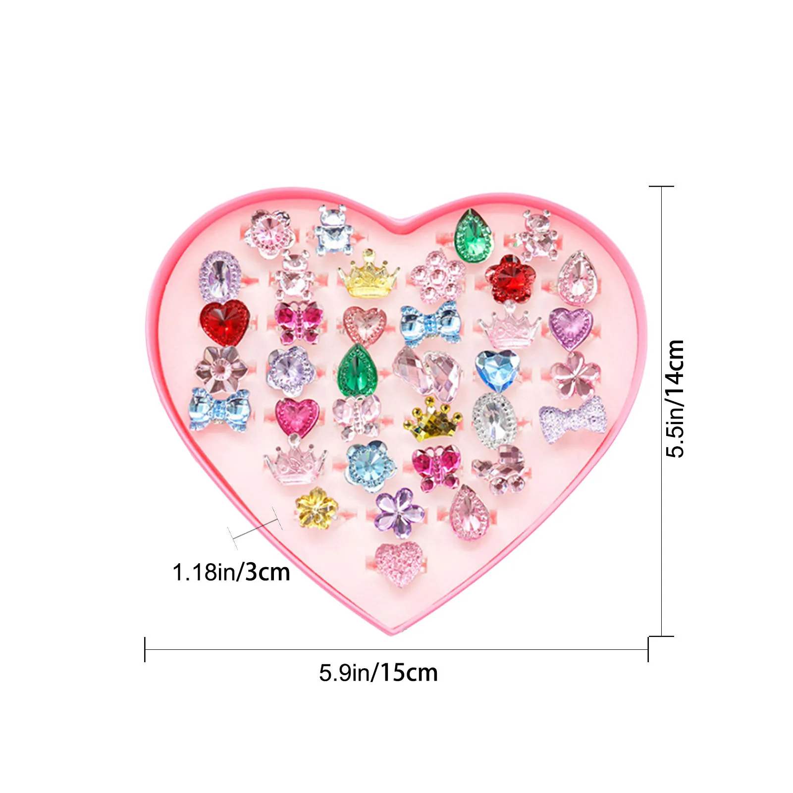 36 Pcs Diamanten Sieraden Kinderen Ringen Speelgoed Kids Gem Ringen Liefde Kids Leuke Zoete Ringen Voor Kind Vinger Creative ringen Gift