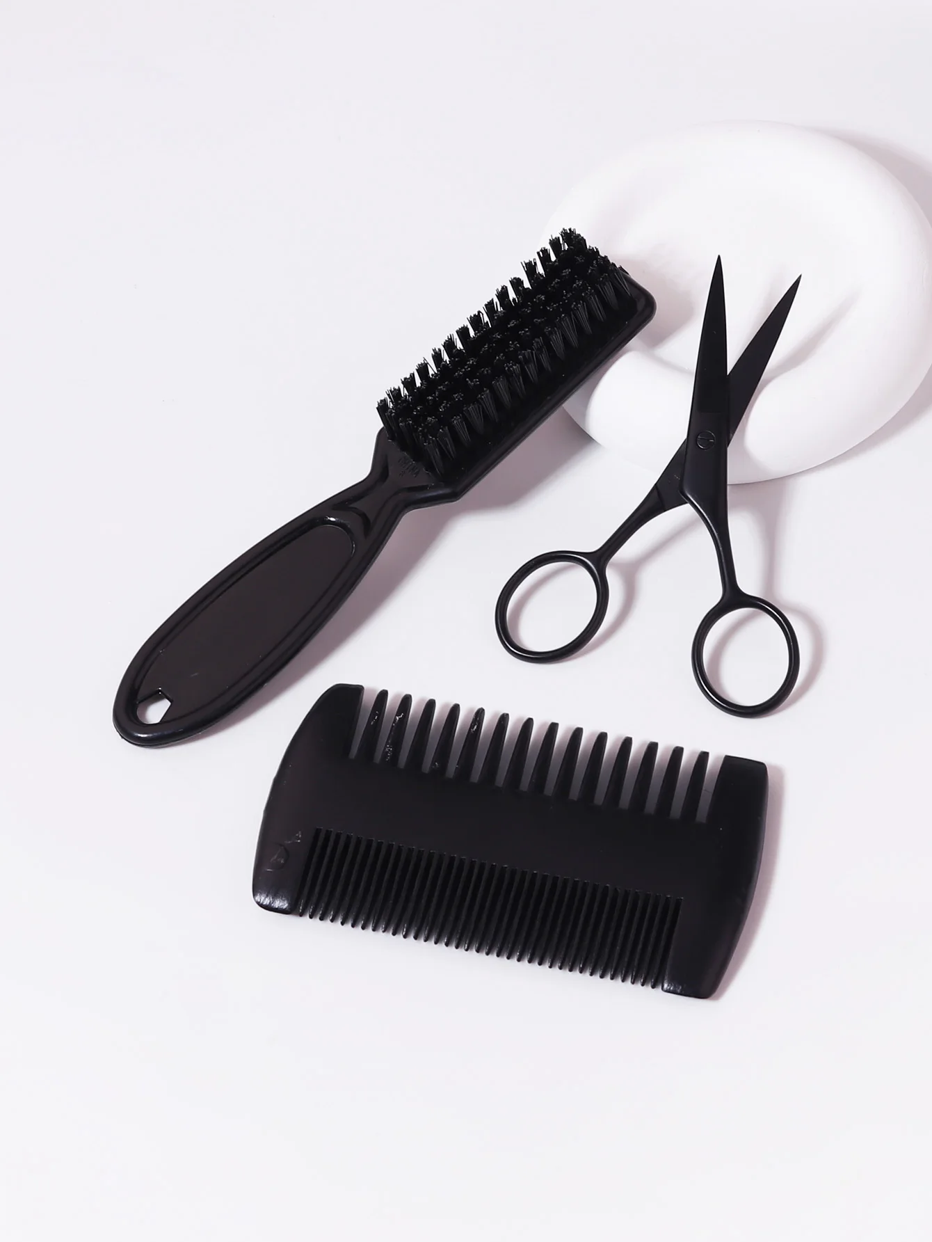 

3pcs/set professional soft bristle beard brush scissors shaving brush comb men's beard comb set Special for real hair wigs