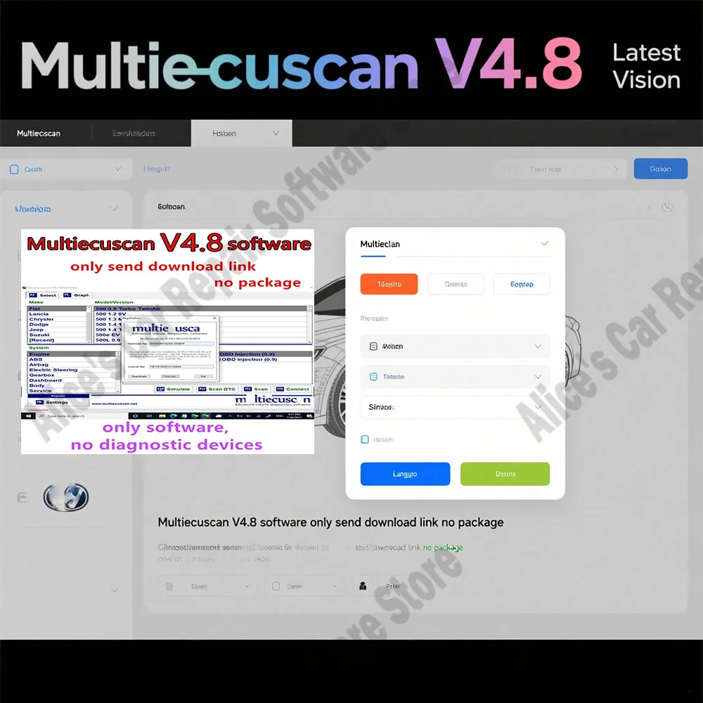

Multiecuscan V4.8 For European models obd 2 Scanner Software + ELM327+ Flat adapter Registered Unlimited Keygen OBD II tools