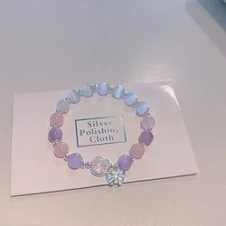 Fashion Niche Design Star Chain Tassel Bracelet for Women Fantasy Blue Crystal Beads Elastic Rope Bracelet Best Friend Jewelry