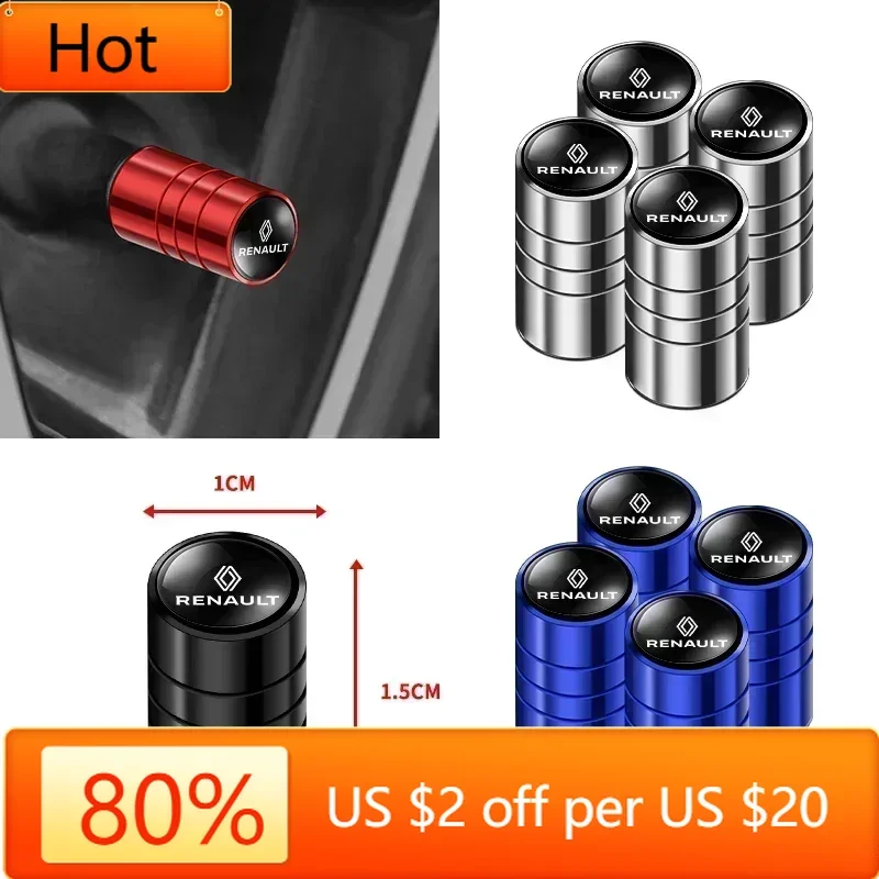 

Interior Stickers 4Pcs Car Decor Metal Wheel Tire Valve Caps Tyre Stem Covers Airdust Waterproof for Renault koleos duster megan