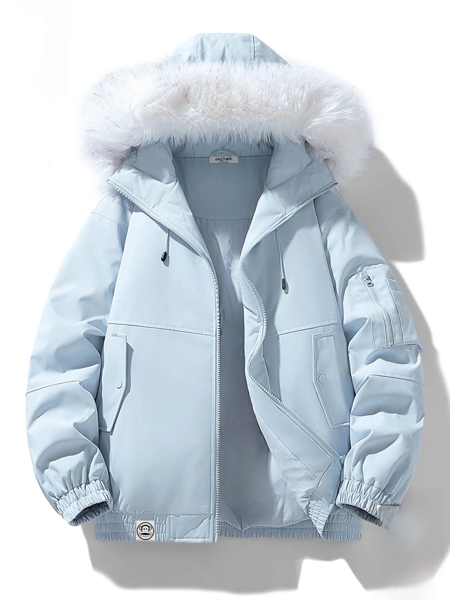 

PaulFrank Winter Men's Cotton Jaet Hooded Coat Fur Collar Workwear Casual American Sle Large Mouth Monkey Mountain Eagle