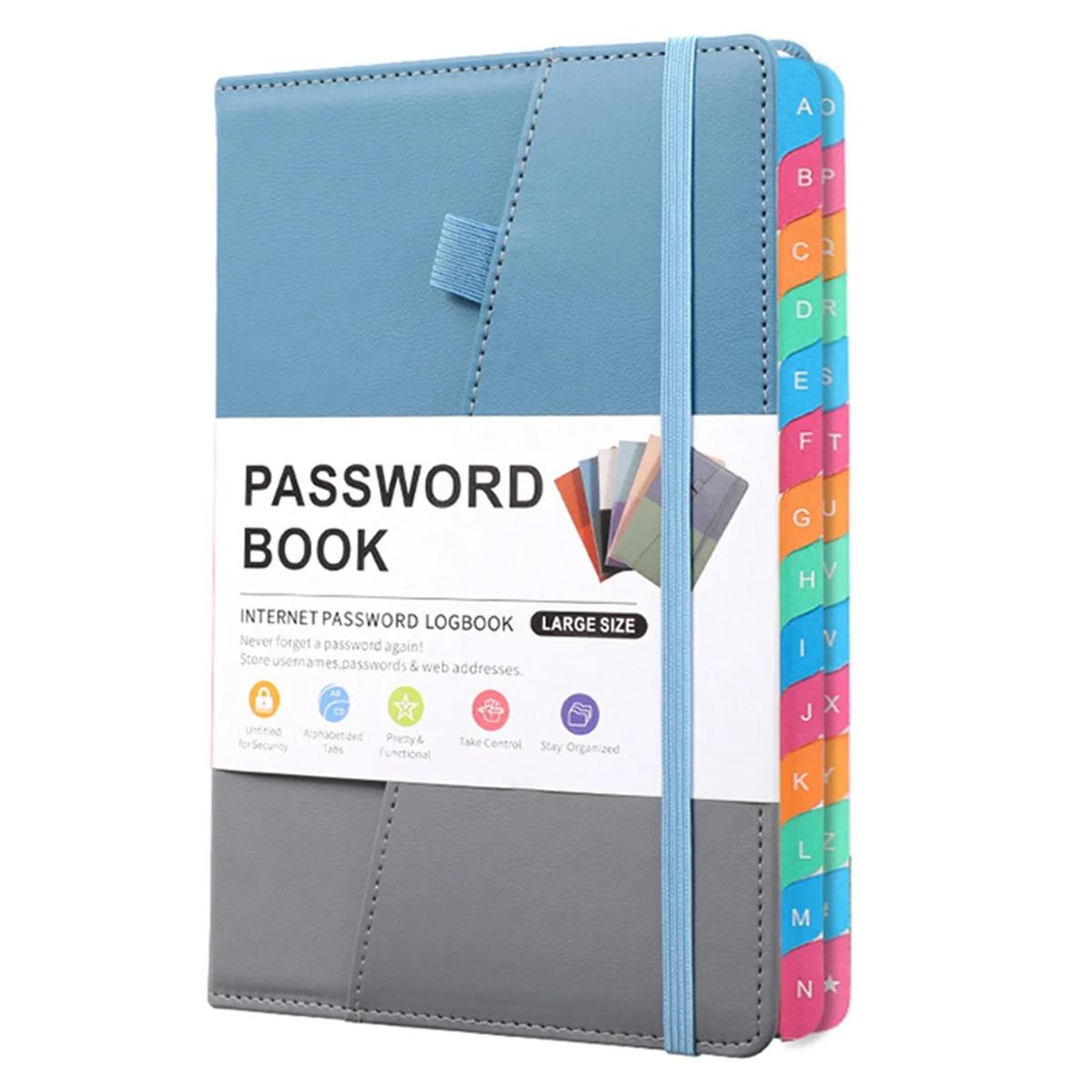 Password Keeper Book with Colorful Alphabetical Tabs and Two Bookmarks, for Seniors 8.4X5.9Inch, Internet Address B