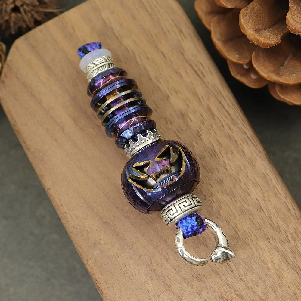 Pumpkin EDC Handmade Woven Pendant Fingertip Push Card Pendant EDC Stress Relief Toy