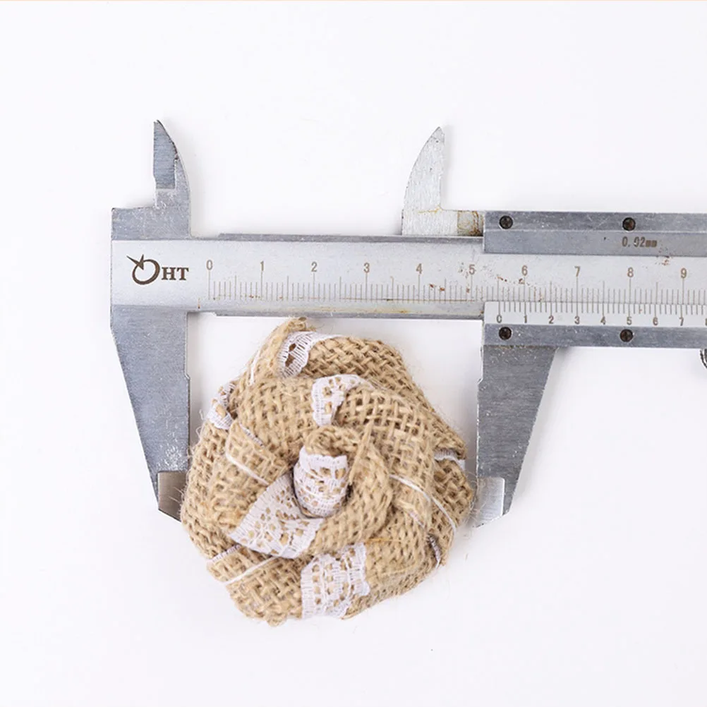 

16 pcs Burlap Flower Decor Elegant Artificial Flower Brooch Pin Wedding Groom Bridesmaid Clothing Accessory Festival Party