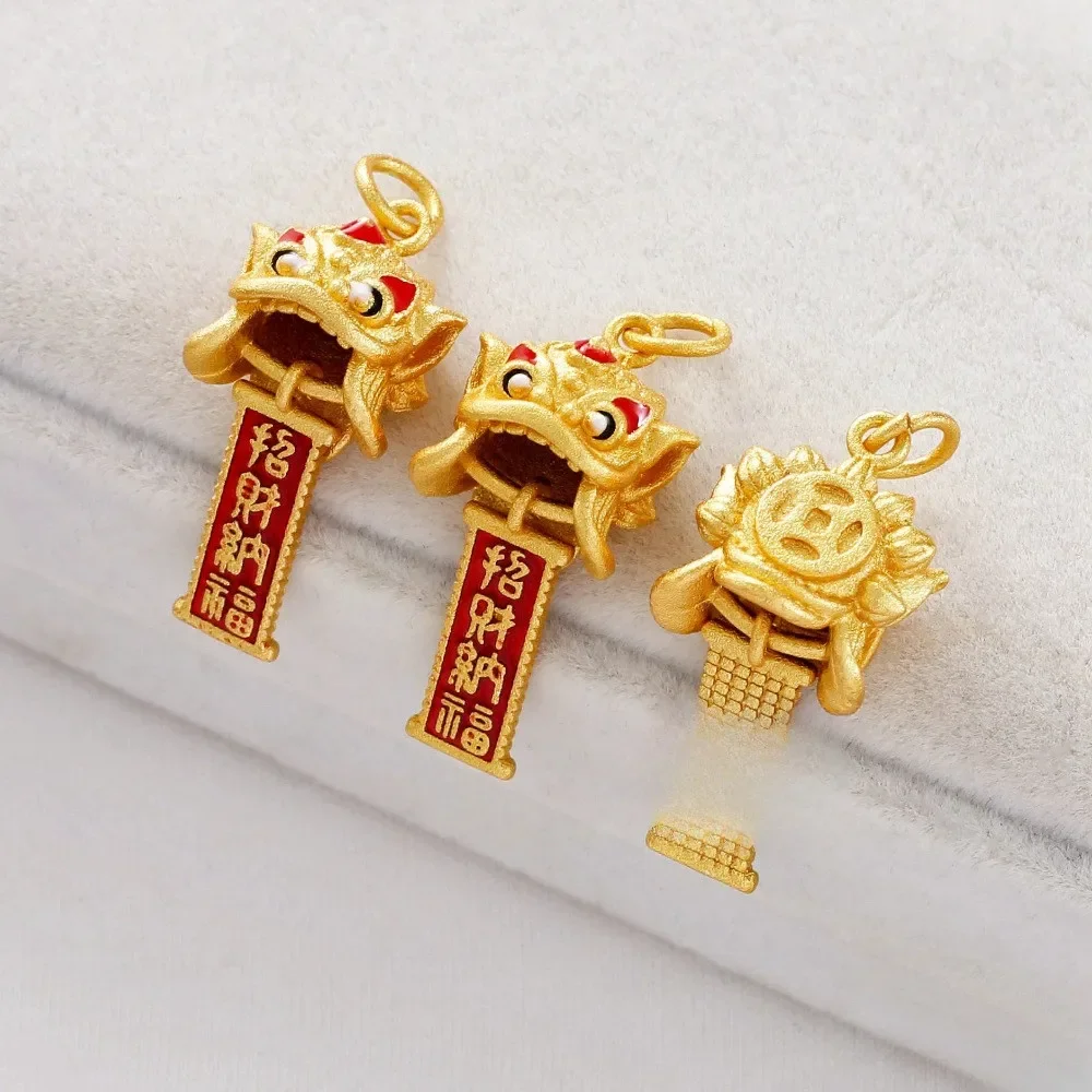 Shajin Lion Dance Lucky Nafu Dance Lion Head Pendant DIY Braided Rope Beaded Bracelet Pendant Accessories