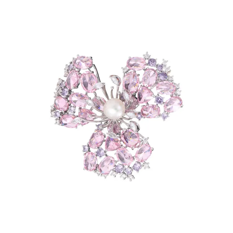 Exquisite Turquoise Orchid Broochpins Unique CZ Wheat Bouquet Corsage for Women Clothing Pink Bead Flower Broche Ornament