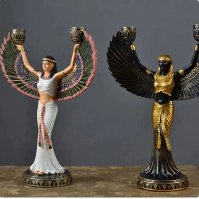 

Ancient Egypt God Isis Goddess Statue Resin Crafts Wing Candleholder Art Sculpture Home Decoration Souvenirs R2908