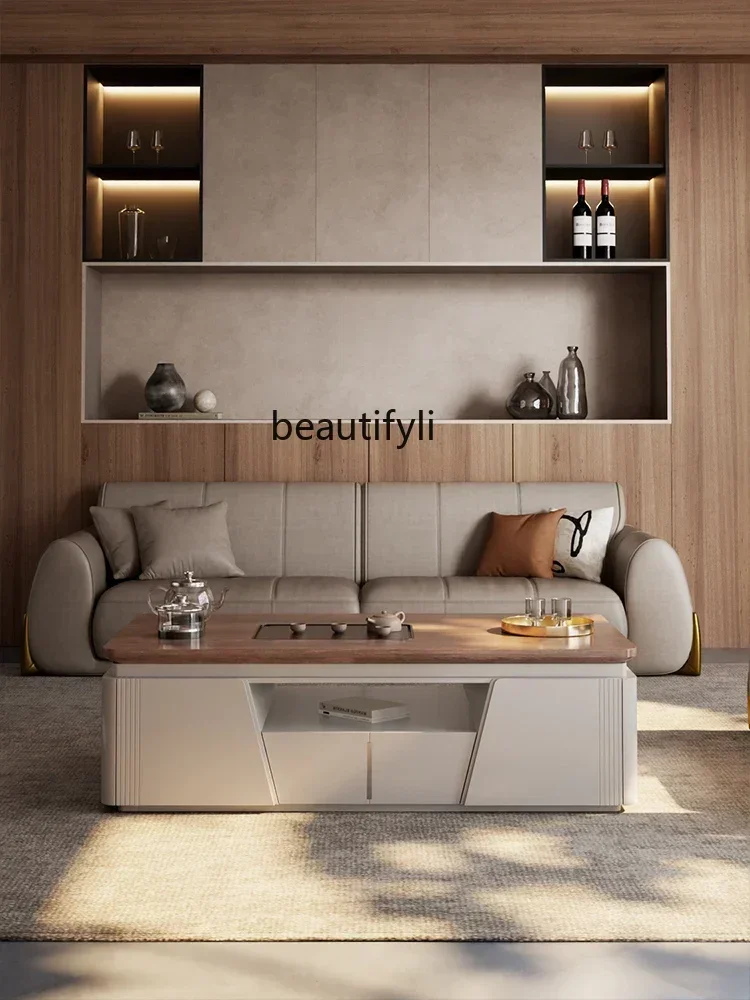 

A16 New style Italian minimalist living room household solid wood coffee table high sense, kung fu tea table integrated tea tabl