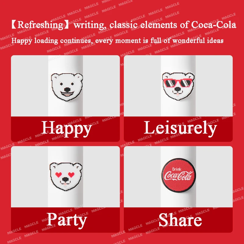 KACO لطيف هلام القلم 4 قطعة/المجموعة في علب كوكا كولا الراحة قبضة المزدوج الكرة بنك الاستثمار القومي السلس الكتابة طالب امتحان مكتب لوازم مكتبية #5