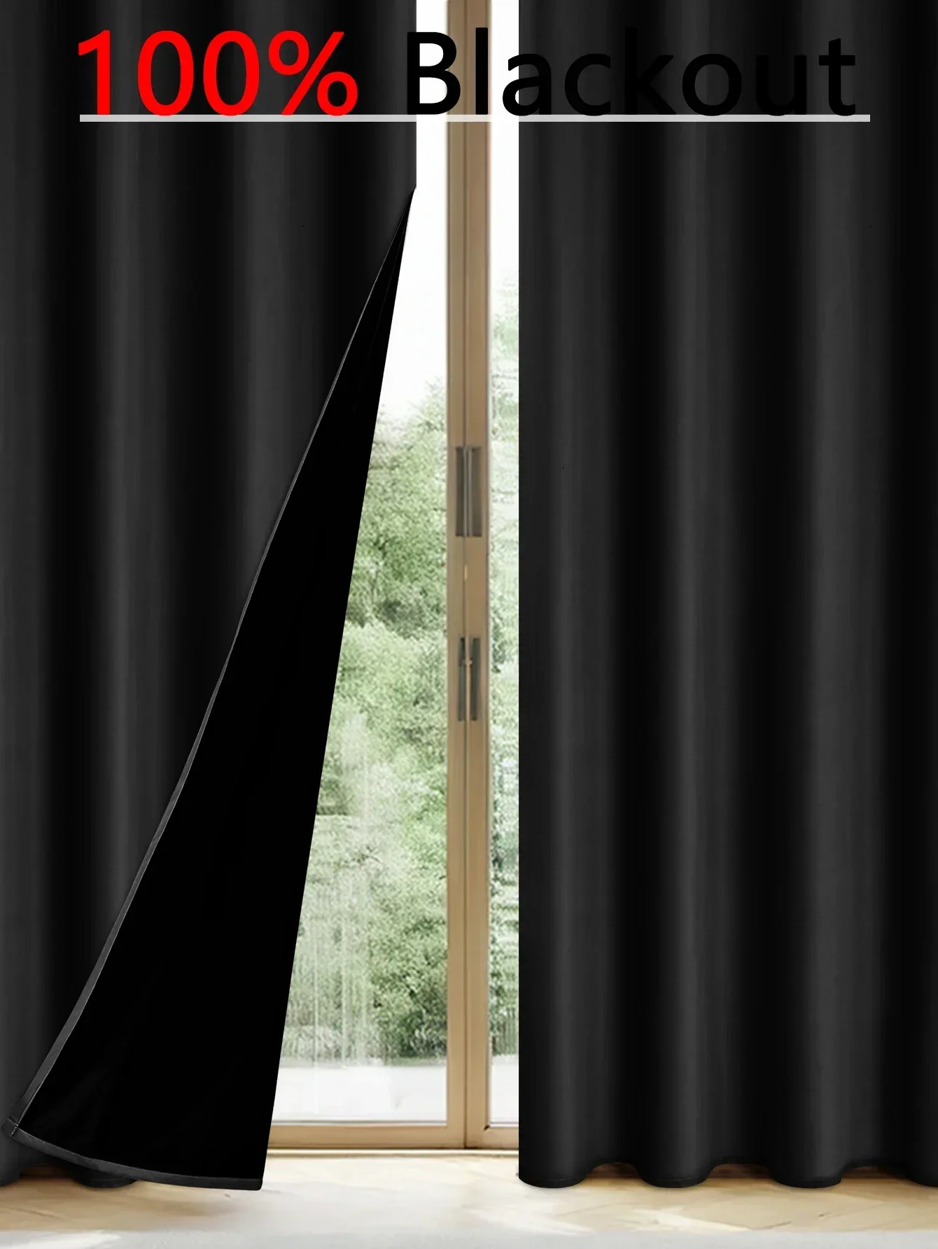 1pc Solid 100% Blackout Curtains with Grommets,  Curtains for Living Room, Bedroom