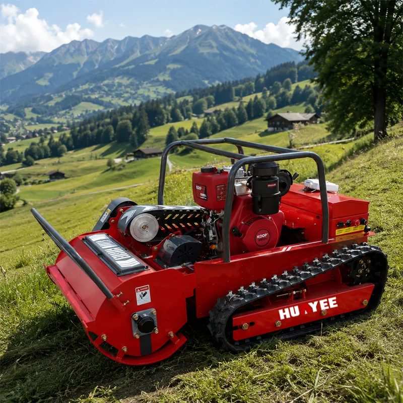 HUAYEE Wireless Remote Lawn Mower Gas Powered Crawler Grass Cutting Equipment for Large Backyard Farm Orchard and Landscape Main