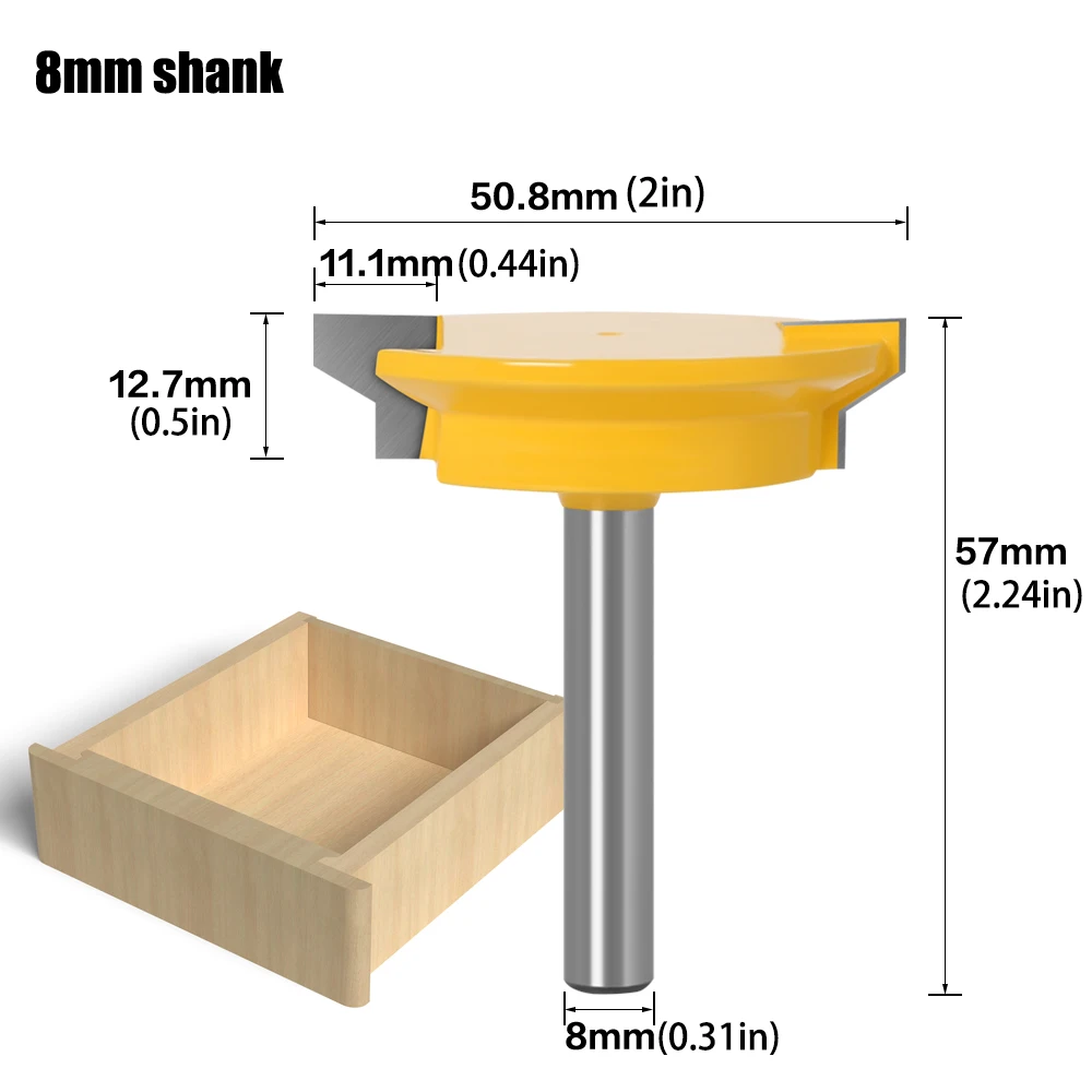 Imagem -02 - Straight Drawer Molding Router Bit Drawer Lock Tenon Knife Plug Fresa de Madeira Porta Woodworking Tool mm 12 mm 2