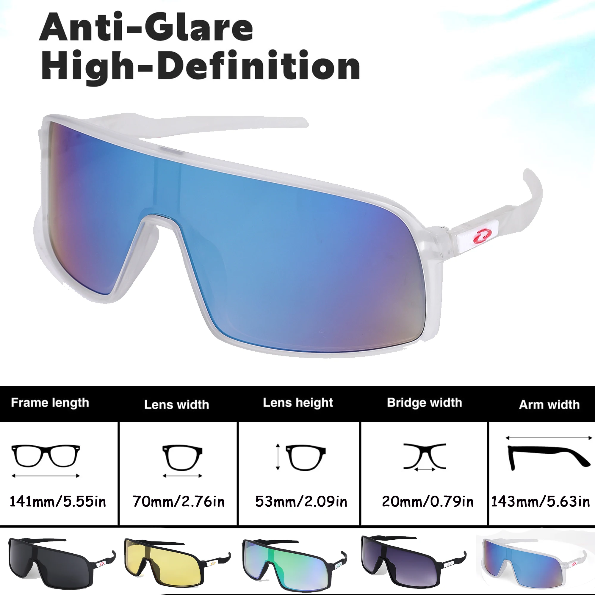 Sport-Sonnenbrille, Fahrradbrille, Mountainbike-Sonnenbrille für Herren und Damen, UV400, Augenschutz, ultraleichtes Material