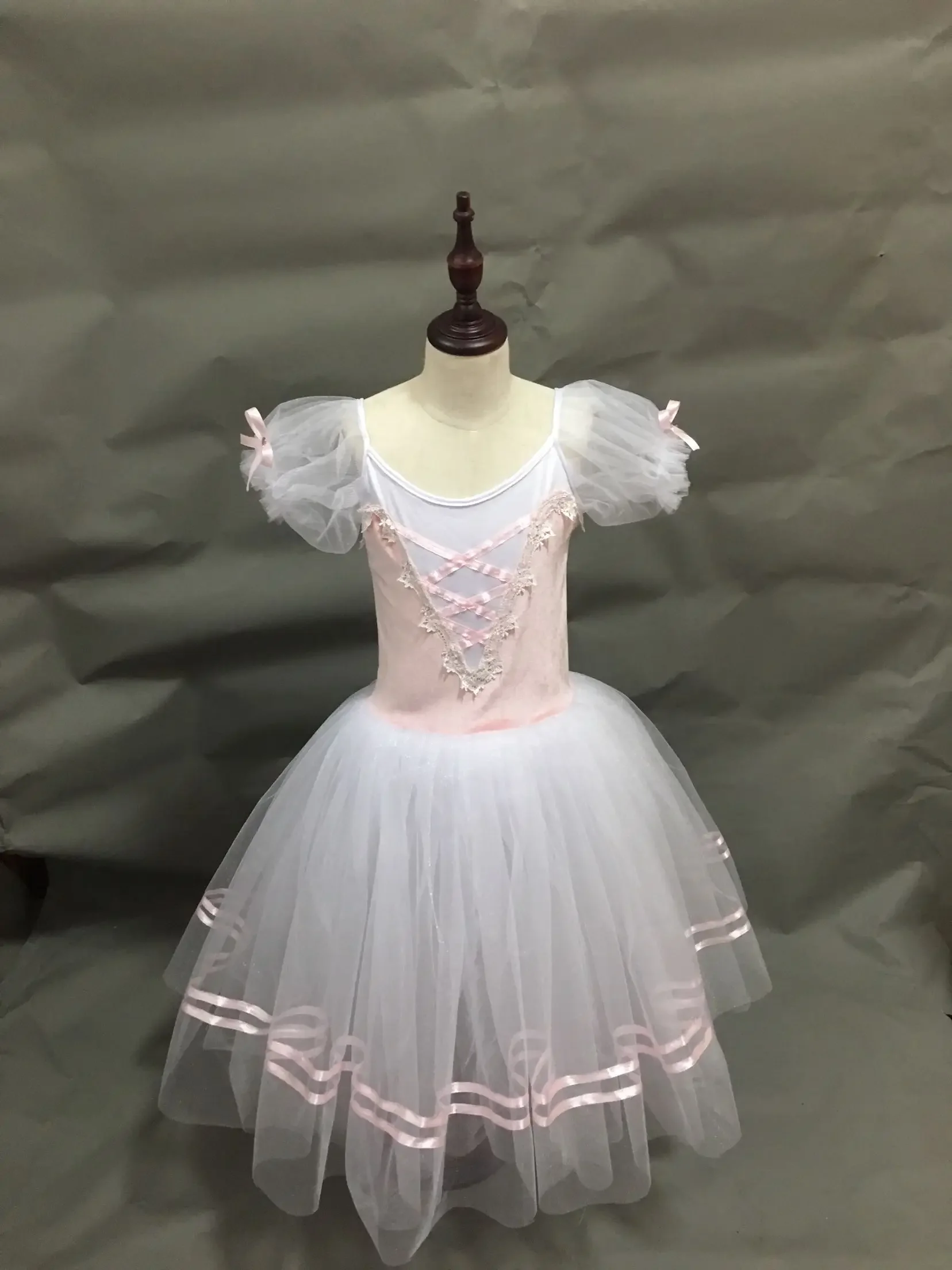 Trajes de Ballet Giselle de manga corta abombada para niños y adultos, vestido largo de bailarina, tutú de Ballet para mujeres, ropa de baile para actuación de niñas