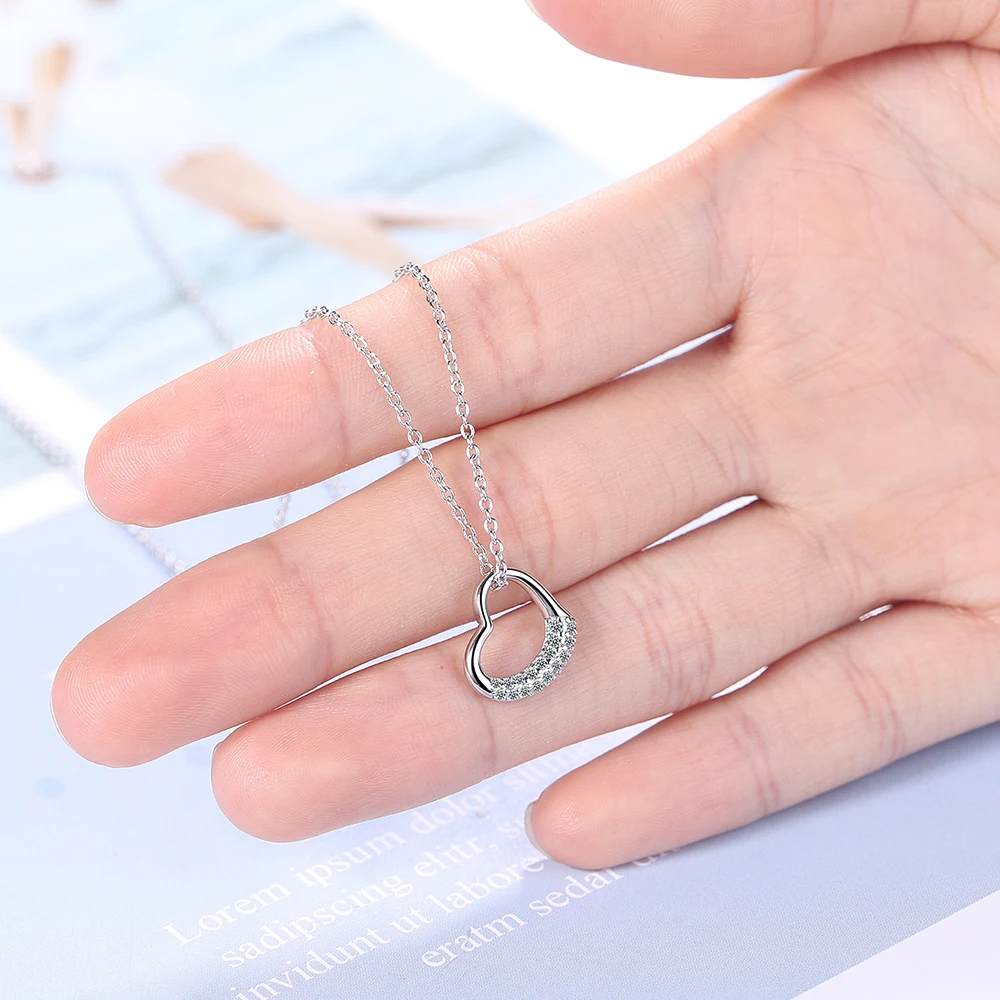Heart Necklace for Women D Color VVS1 Moissanite 925 Sterling Silver Minimalist Heart Pendant Necklace Engagement Jewelry MSN019