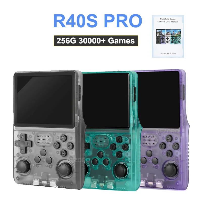 وحدة تحكم ألعاب محمولة R40S Pro ريترو 3.5 بوصة نظام لينكس مفتوح المصدر 256 جيجابايت مشغل فيديو محمول وحدة تحكم ألعاب محمولة