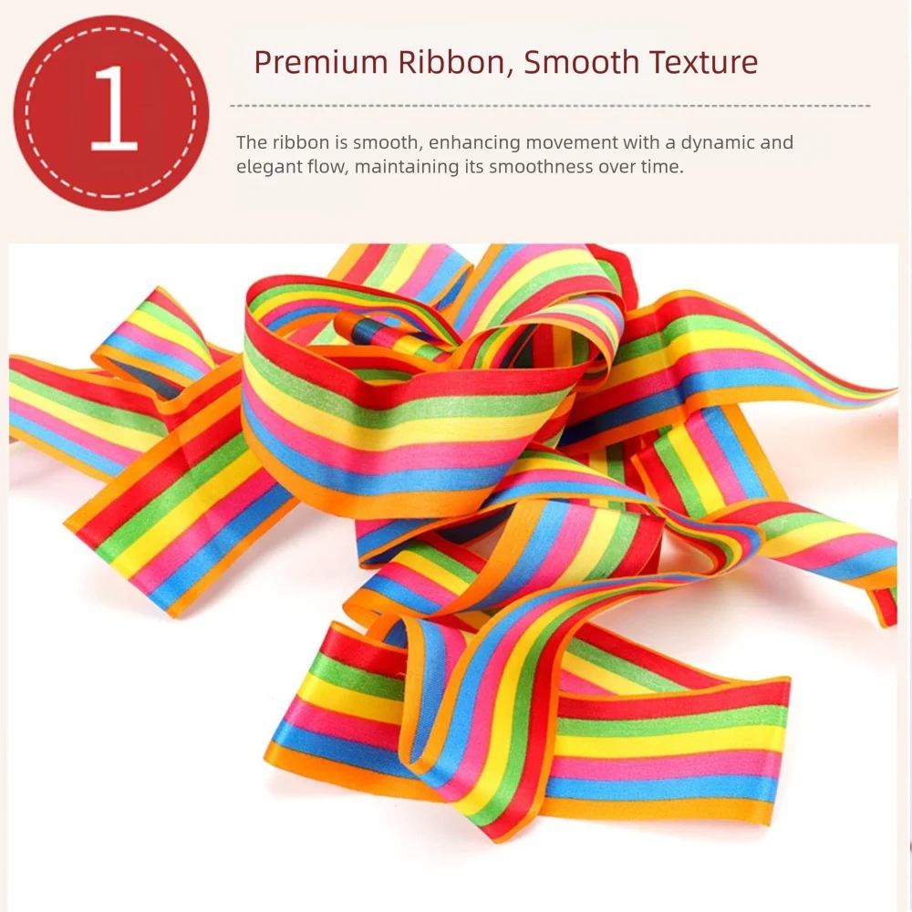 High Quality 4 Meters Artistic Gymnastics Ribbon Colorful with Rod Ballet Streamer Rainbow Stick Outdoor Sport