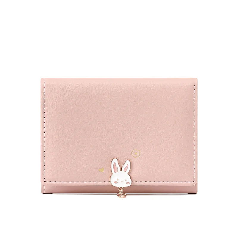 KoreanStyle Fresh Short Ladies Wallet Student Cute Rabbit Tri-fold Coin Purse Leather Wholesale