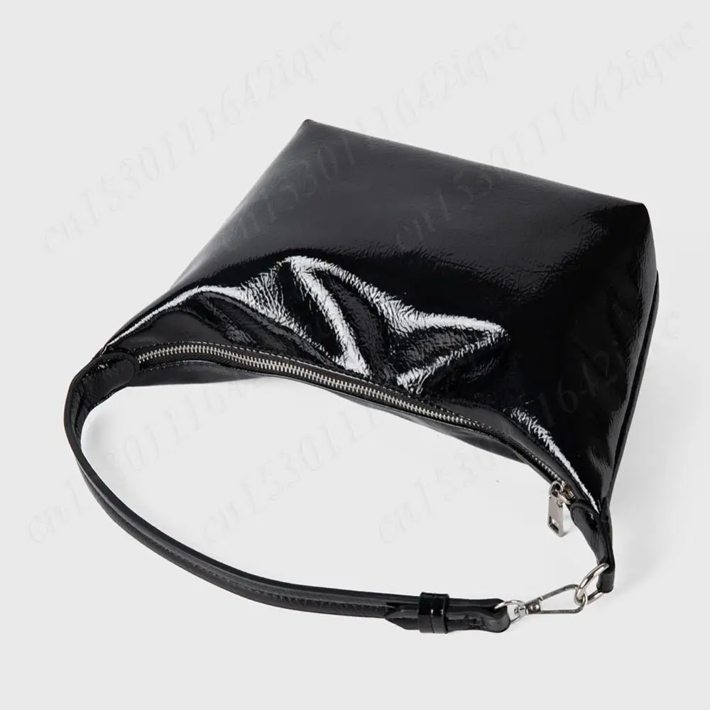 

PU Leather Armpit Bag Women Patent Leather Girls Solid Glossy Underarm Pouch Solid Color Tote Handbag Small Square Shoulder Bag
