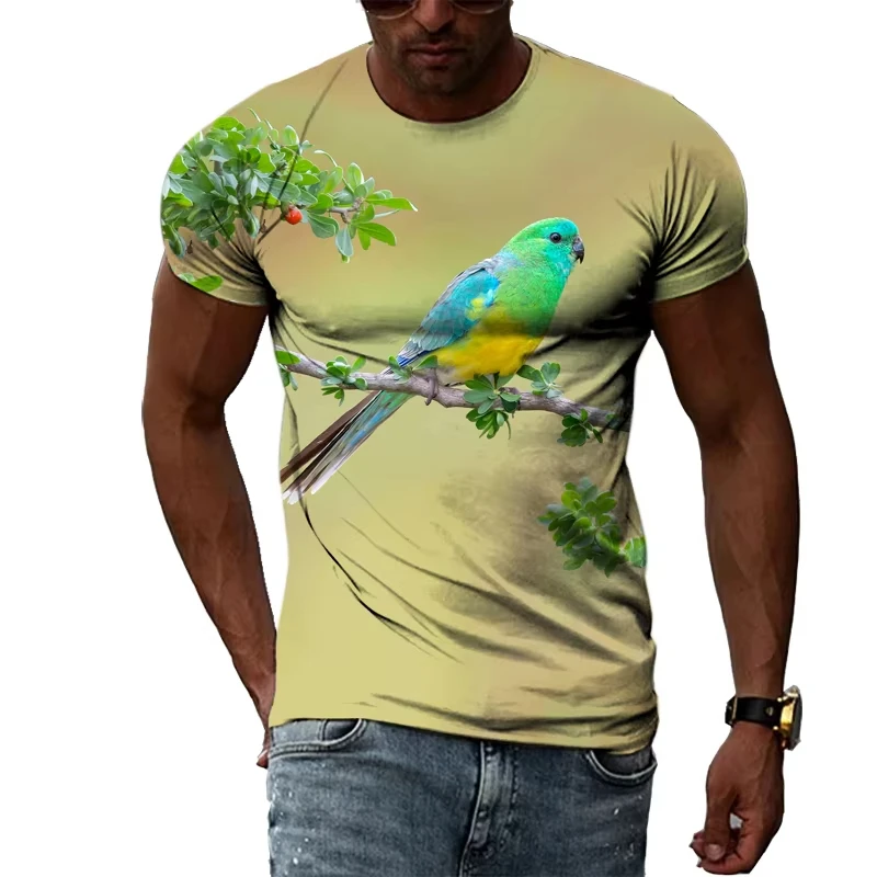 

Модные футболки с рисунком птицы, мужская футболка с 3D принтом животных, круглым вырезом, коротким рукавом, хип-хоп, футболки большого размера, Harajuku, верхняя мужская одежда