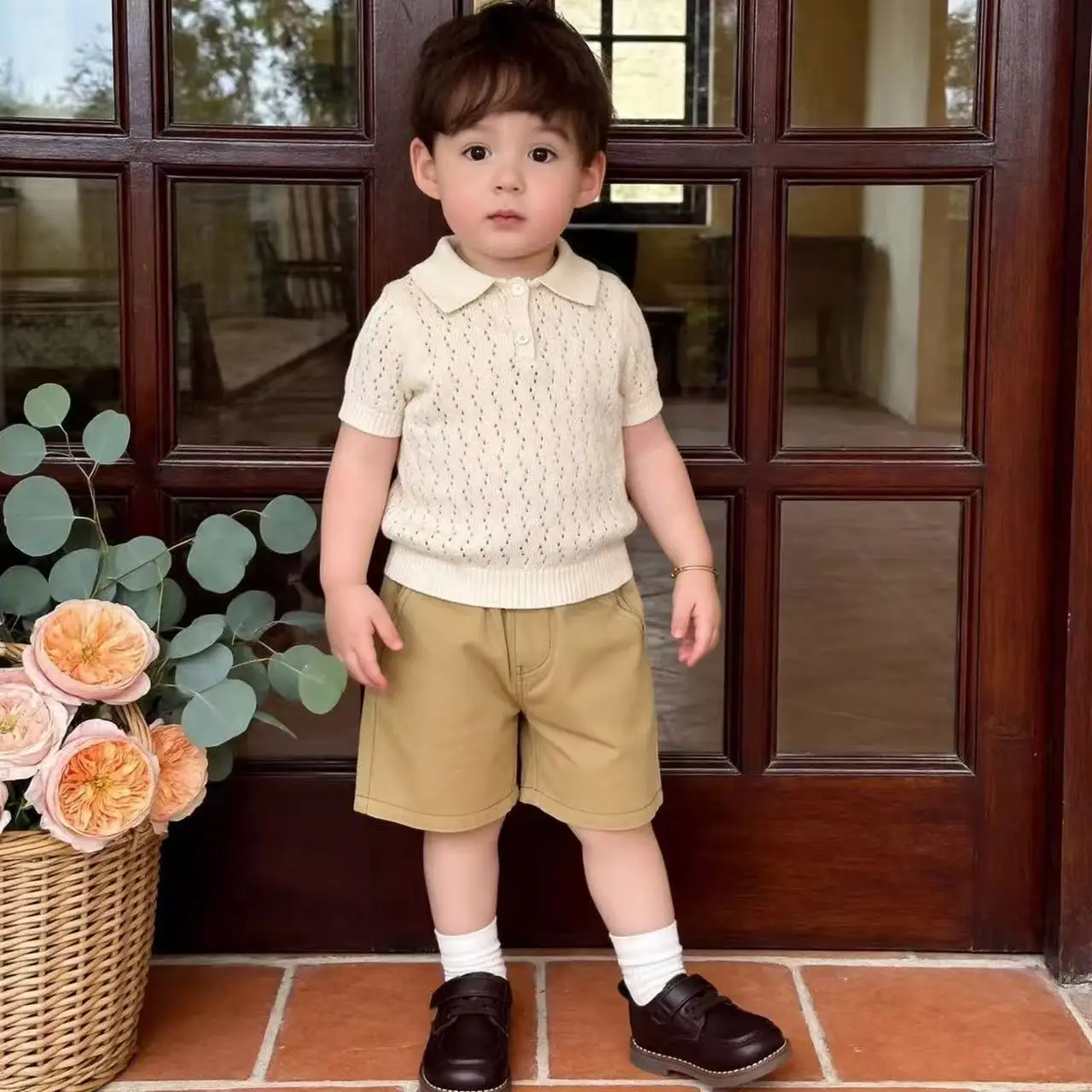 

Children's Short Sleeved T-shirt Summer 2026 New Boys and Girls Thin Knitted Polo Shirt Top 2 4 6 7 Years