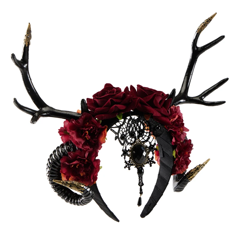 Christmas Hair Hopp Deer Horn Headband Party Props Halloween Antler Hariband Xmas Cosplay Floral Headpiece