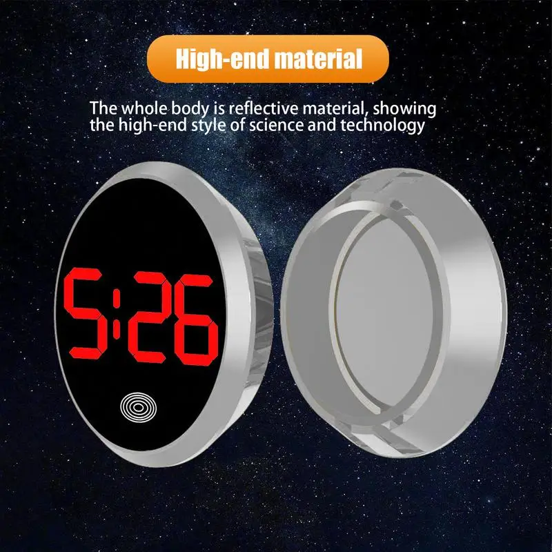 LED Car Round Clock Watch Luminous Automobiles Internal Stick-On Mini Digital Clocks Auto Ornament Car Accessories