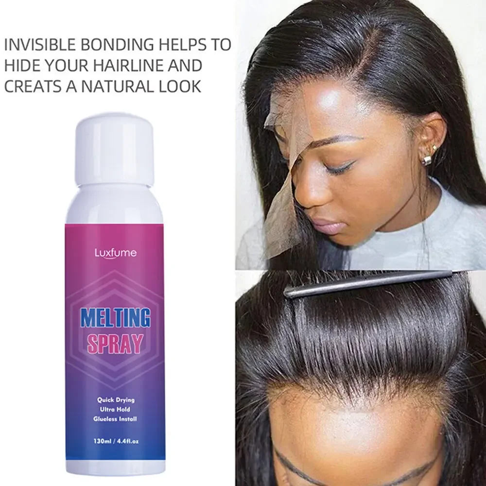 Waterproof Lace Front Wig Glue Spray Installation Set with Got2b Hair Straightener Wax for Wig Melting - Easy Application
