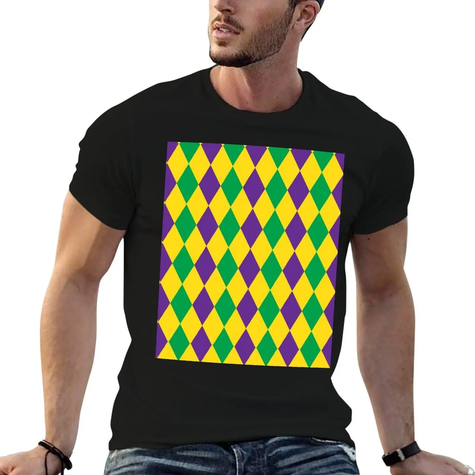 

Mardi Gras Harlequin Diamonds Pattern T-Shirt designer shirts blacks customs design your own t shirts for men graphic