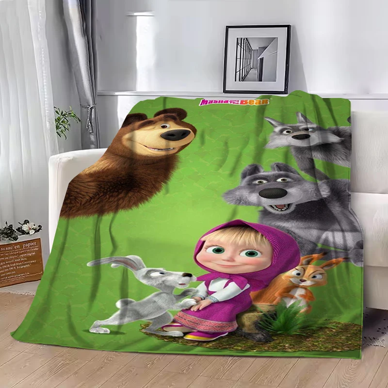 

Cartoon M-Masha And The B-Bear Blanket Office Camping Chair Downy Bed Throw Blankets Luxury King Lid Microfiber Bedding Catnap
